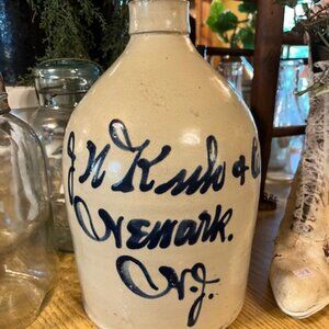 Antique Stoneware Advertising Jug – J.H. Kubb & Co. Newark NJ